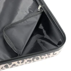 Valise cabine rigide 4 roues motif léopard marron et noir 36,5x21xH58cm < Gifi Outlet