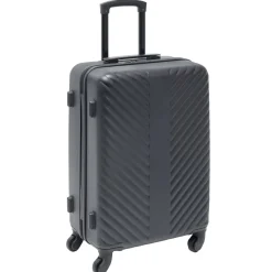 Valise trolley 48L rigide 4 roues plastique noir 42x25xH62,3cm