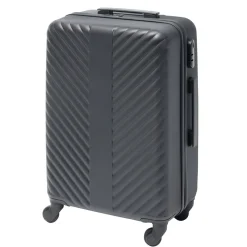 Valise trolley 48L rigide 4 roues plastique noir 42x25xH62,3cm