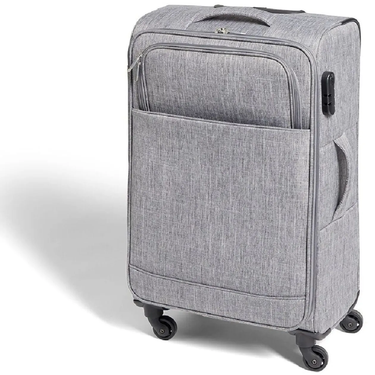 Valise trolley souple 4 roues 50L gris H68cm