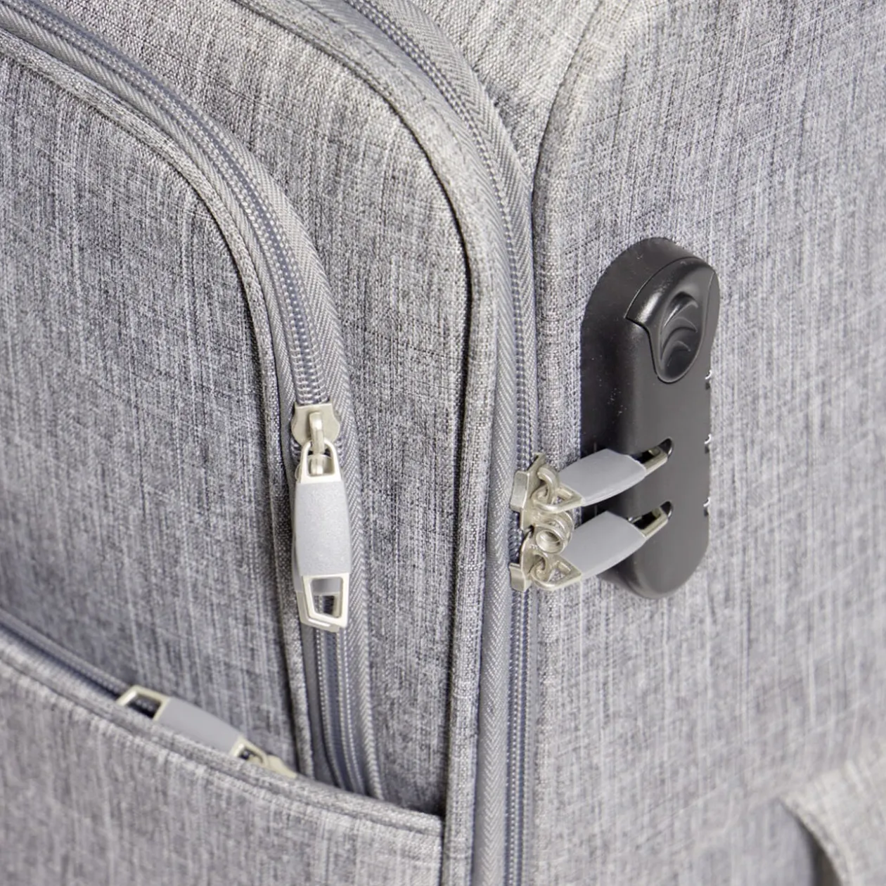 Valise trolley souple 4 roues 50L gris H68cm