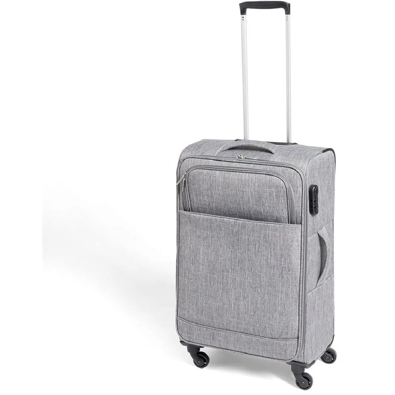 Valise trolley souple 4 roues 50L gris H68cm