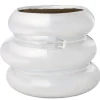 Vase bas céramique forme arrondie superposée gris chromé Ø11,5xH12,5cm