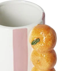 Vase bayadère céramique rayures colorées anse fruits Ø10xH20cm < Gifi Outlet
