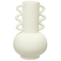 Vase céramique anses oreillettes blanc Ø12,5xH20,5cm
