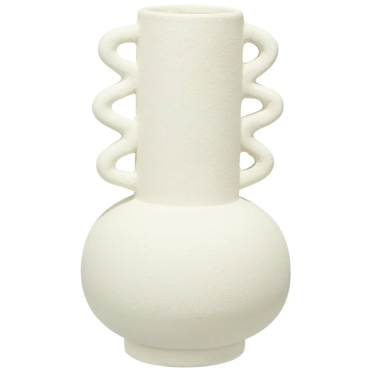 Vase céramique anses oreillettes blanc Ø12,5xH20,5cm