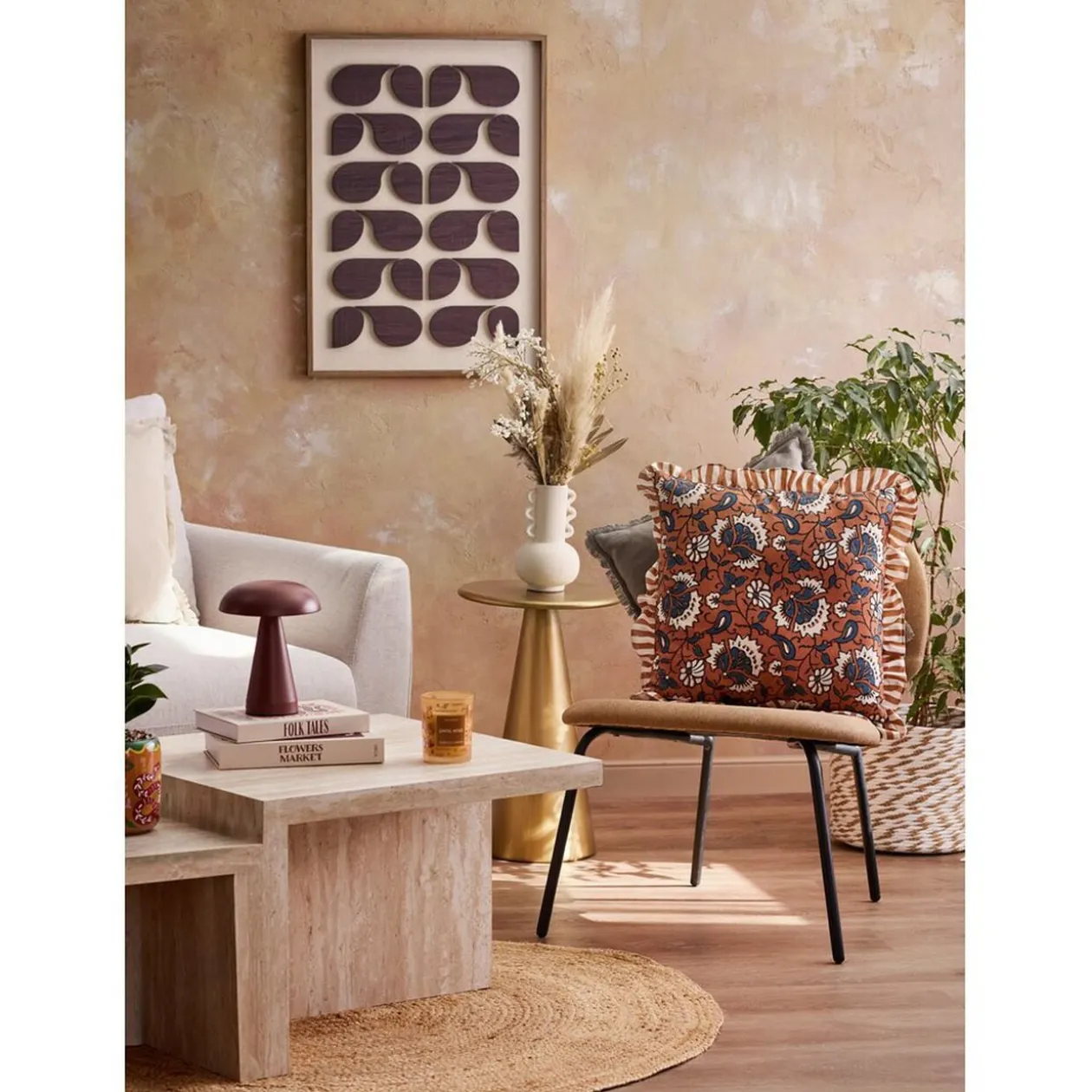 Vase céramique anses oreillettes blanc Ø12,5xH20,5cm