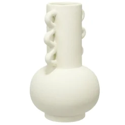 Vase céramique anses oreillettes blanc Ø12,5xH20,5cm