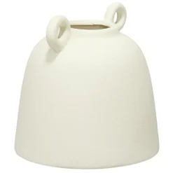Vase céramique avec petites anses rondes blanc mat Ø15xH15cm