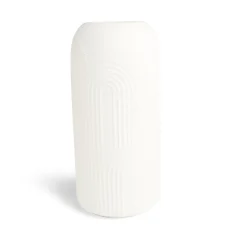 Vase céramique blanc gravures Ø13xH27,5cm