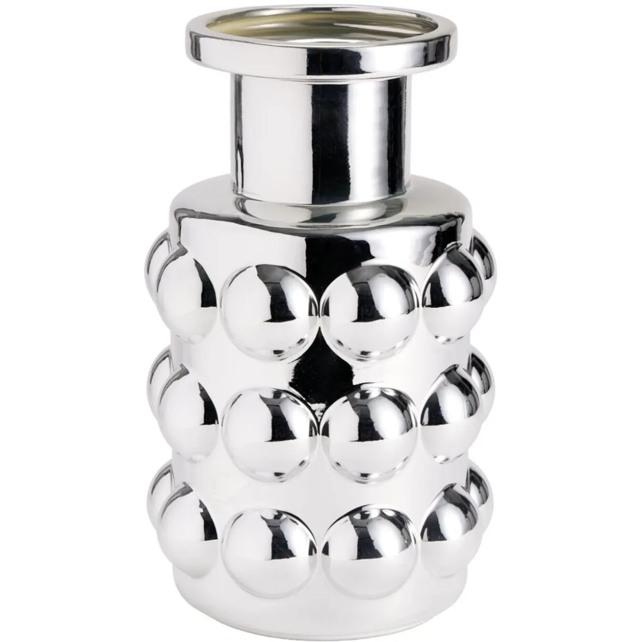 Vase céramique bubble boule Ø16xH28cm (2 modèles chromé ou beige)