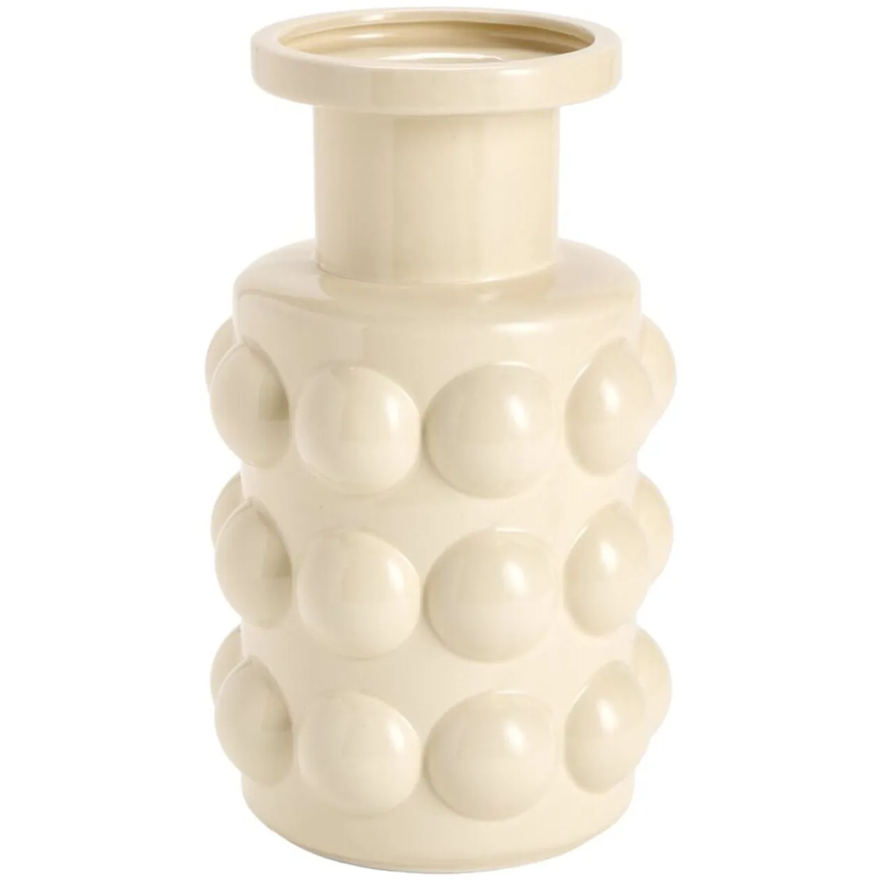 Vase céramique bubble boule Ø16xH28cm (2 modèles chromé ou beige)