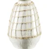 Vase céramique et rotin blanc Ø18,5xH26cm