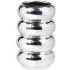 Vase céramique forme arrondie superposée gris chromé Ø12xH20,5cm