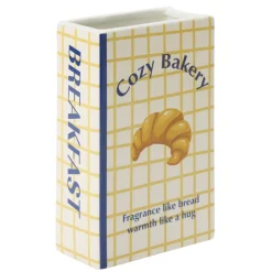 Vase céramique forme livre breakfast 13,5x6,5xH20cm (2 modèles croissant ou bretzel) < Gifi Discount
