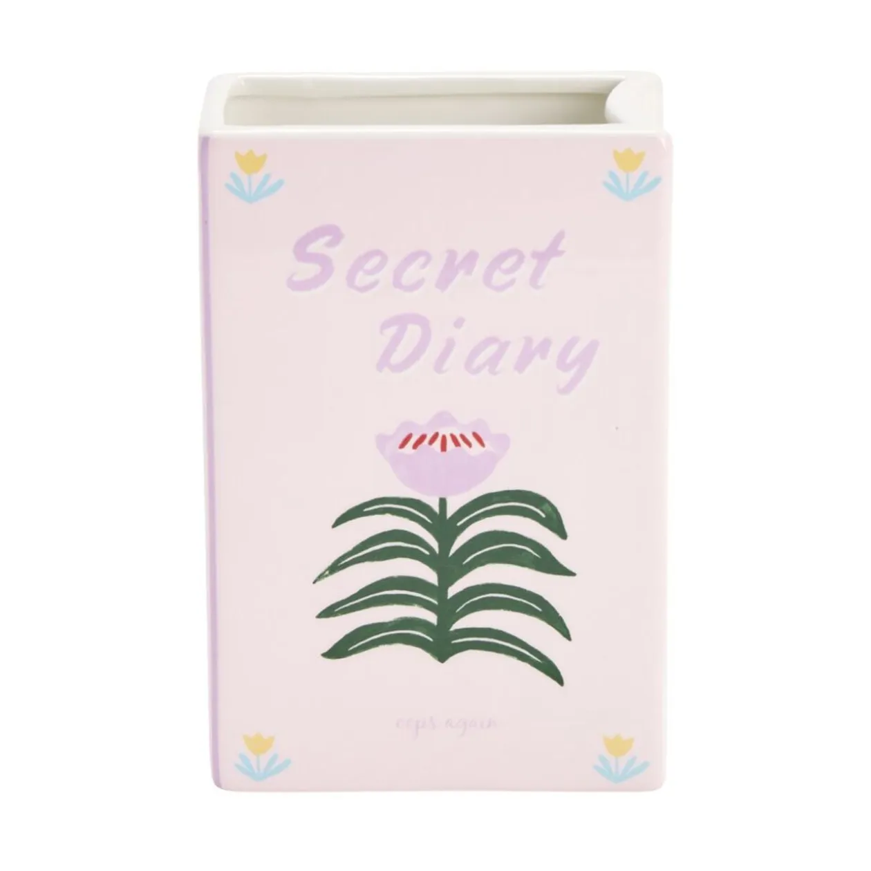 Vase céramique forme livre romantique 13,5x6,5xH20cm (2 modèles love ou secret)