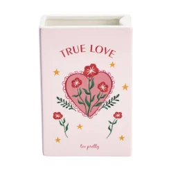 Vase céramique forme livre romantique 13,5x6,5xH20cm (2 modèles love ou secret)