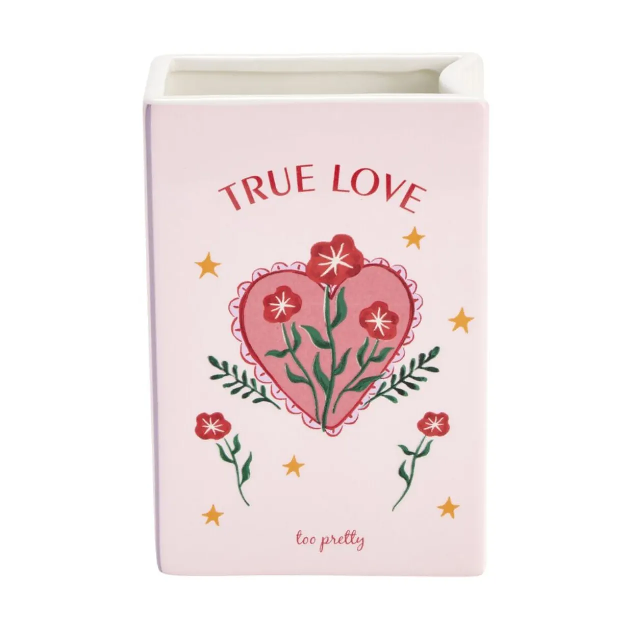 Vase céramique forme livre romantique 13,5x6,5xH20cm (2 modèles love ou secret)