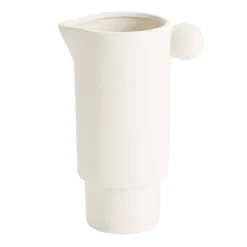 Vase céramique mate façon pichet avec anse boule Ø9,5xH21,5cm (2 modèles)