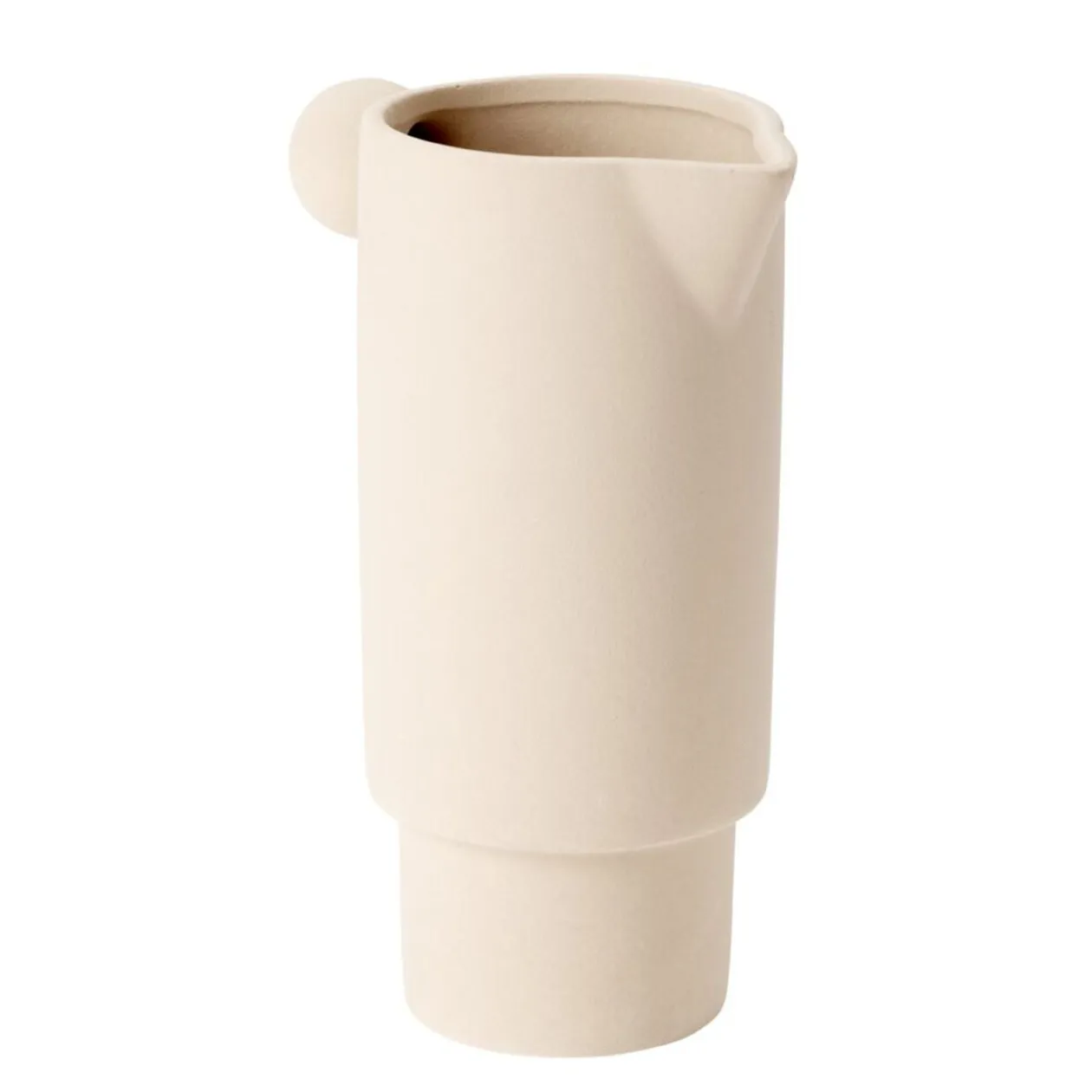 Vase céramique mate façon pichet avec anse boule Ø9,5xH21,5cm (2 modèles)