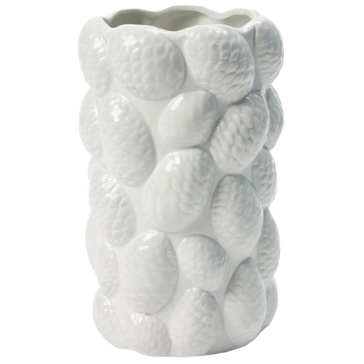 Vase céramique pommes de pin en relief Ø14,5xH22,5cm (2 modèles bordeaux ou blanc) < Gifi