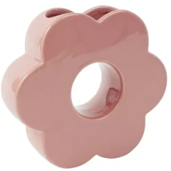 Vase en dolomite forme fleur 20xH18cm (2 modèles bleu ou rose)