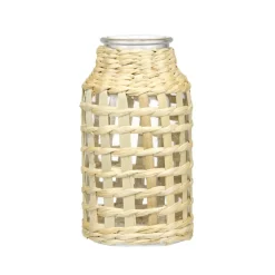 Vase en verre avec raphia tressé Ø8xH16cm < Gifi Online