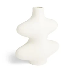 Vase forme organique céramique blanc L15x7xH18cm