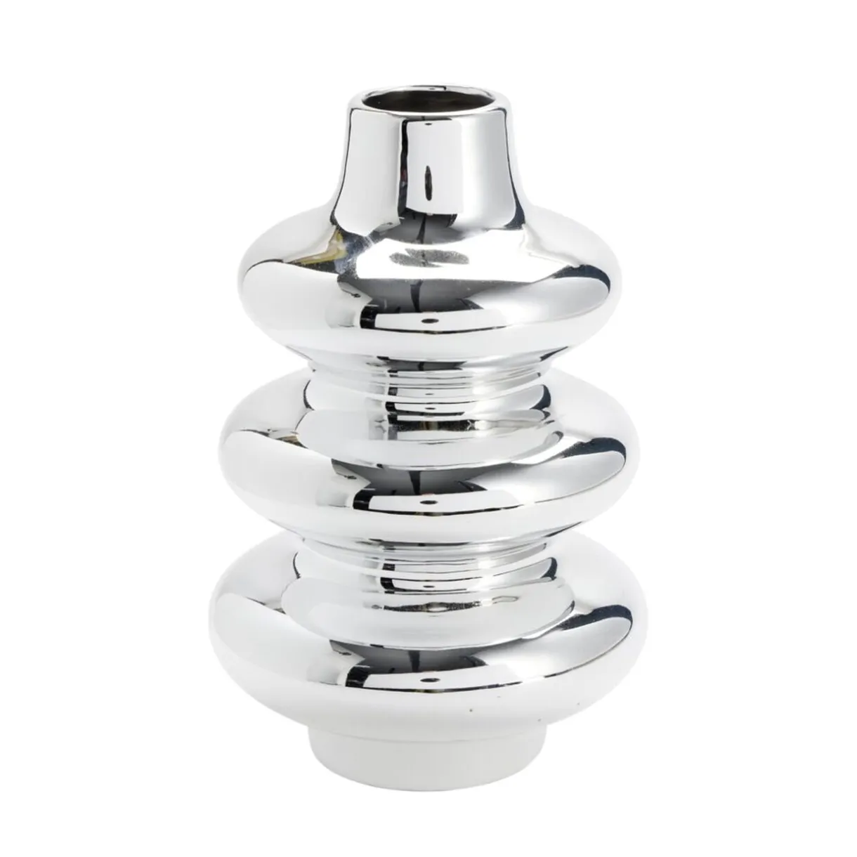 Vase ondulé en céramique métallisée doré ou argenté Ø16xH24,5cm (2 modèles) < Gifi Best