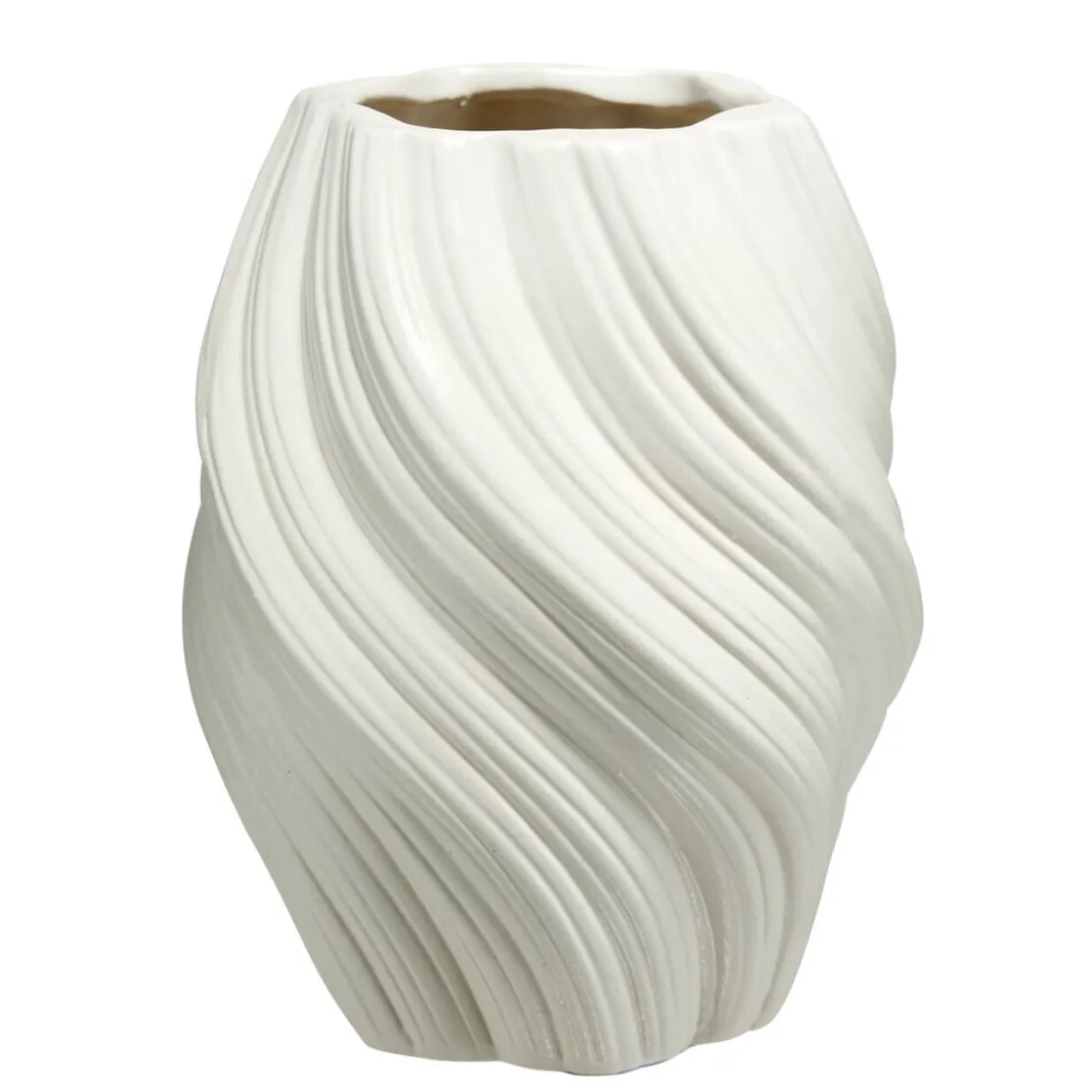 Vase rond effet tornade dolomite gris clair Ø12,5xH16cm