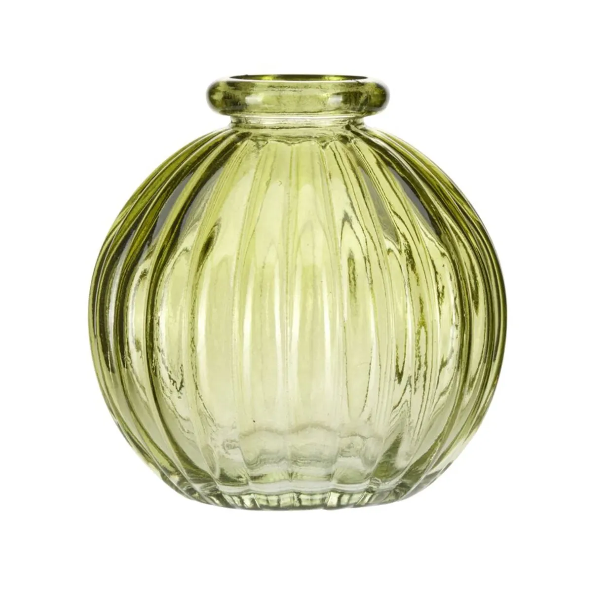 Vase rond en verre strié coloré translucide Ø8xH8cm (3 modèles) < Gifi Sale