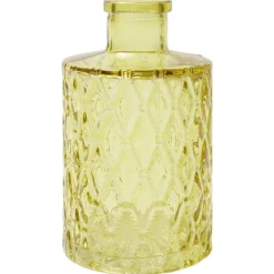 Vase verre coloré bouteille décor relief Ø6xH10,5cm (3 modèles)