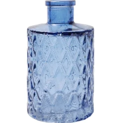 Vase verre coloré bouteille décor relief Ø6xH10,5cm (3 modèles)
