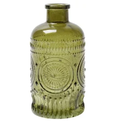 Vase verre coloré forme bouteille décor relief Ø6xH13cm (3 modèles) < Gifi Discount