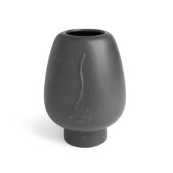 Vase visage céramique noir Ø13xH18cm