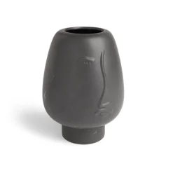 Vase visage céramique noir Ø13xH18cm