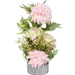 Vasque ciment dahlias roses fougères mini buis Ø38xH55cm (4 modèles) < Gifi Sale