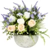 Vasque ciment roses bruyère et gypsophile Ø33xH32cm (4 modèles)