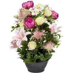 Vasque plastique pivoines roses lys orchidées Ø40xH56cm (3 modèles) < Gifi Sale