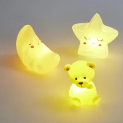 Veilleuse à LED ourson/lune/étoile H12,5cm-3 modèles