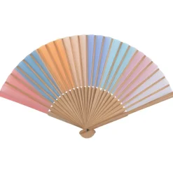 Éventail bambou et polyester multicolore L37xH21cm