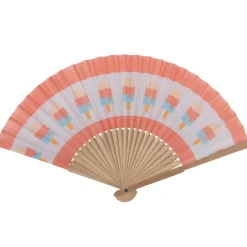 Éventail bambou et polyester motif glaces rose et blanc L37xH21cm < Gifi Best