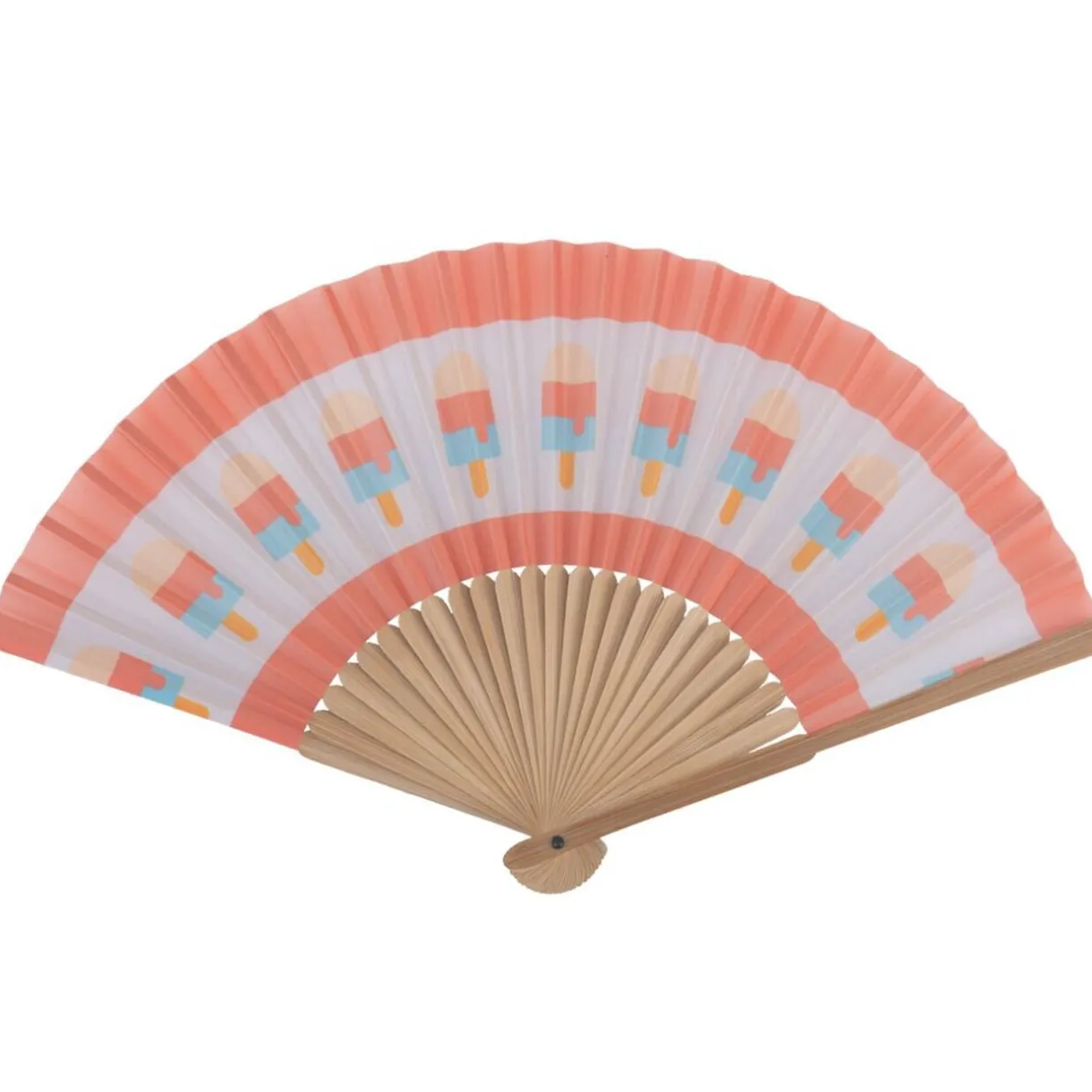Éventail bambou et polyester motif glaces rose et blanc L37xH21cm < Gifi Best