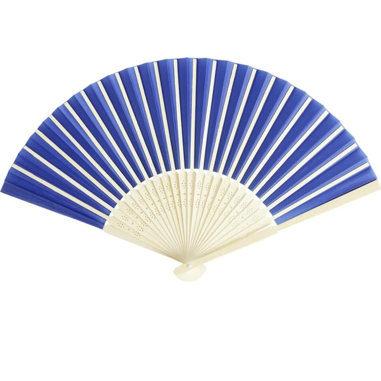 Éventail en bambou et tissu uni L27cm (2 modèles bleu ou blanc) < Gifi Sale