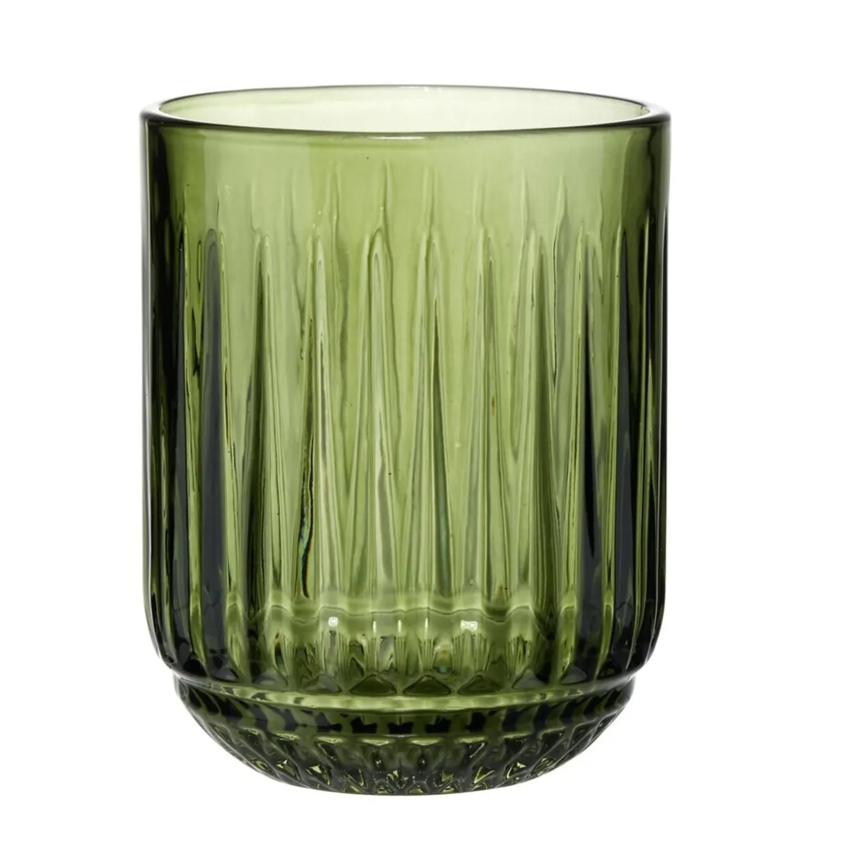 Verre bas 27cl en verre strié transparent vert Ø7,5xH9,5cm < Gifi