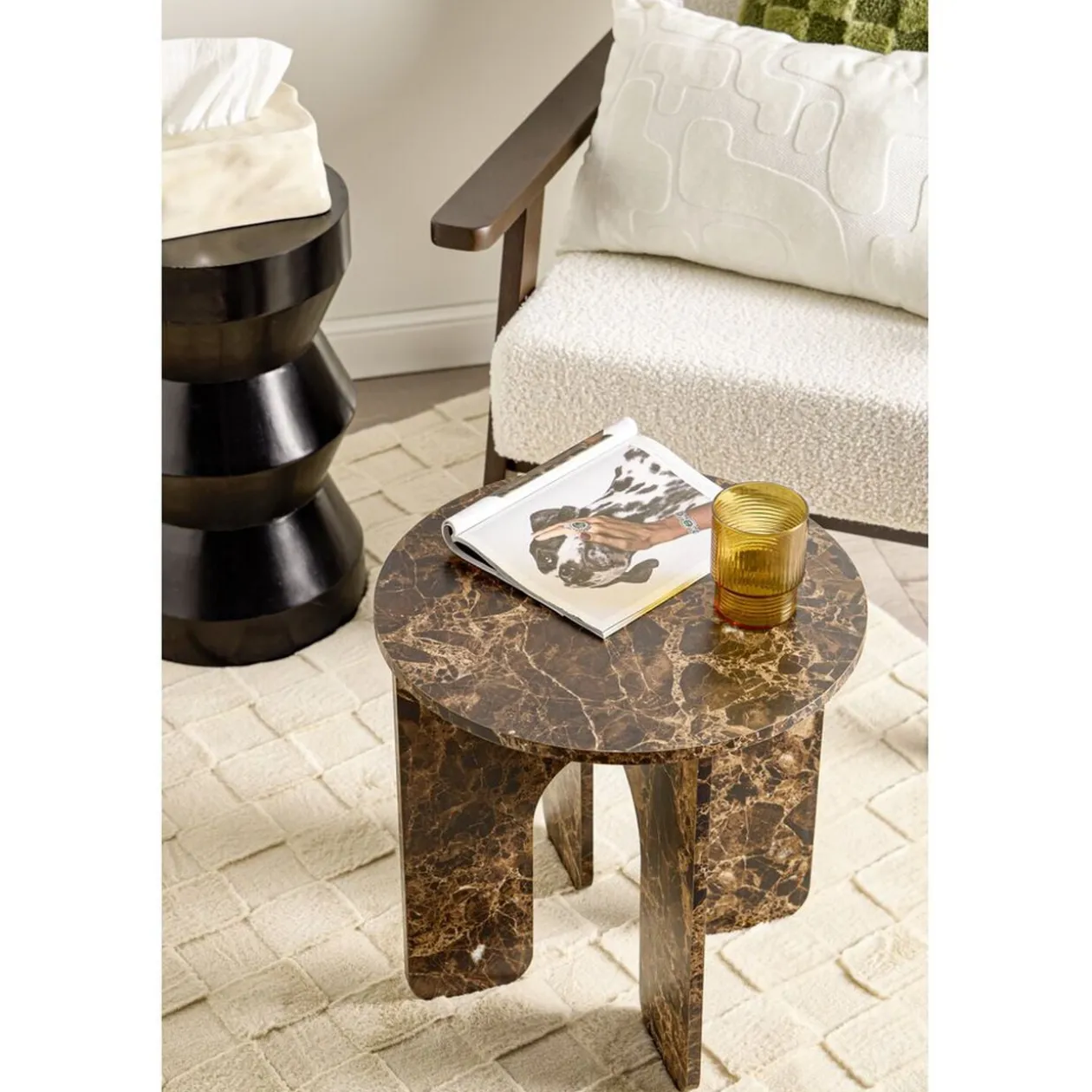 Verre bas 325 ml Helen verre strié Ø9XH7 cm (3 modèles jaune marron ou beige)