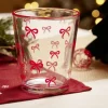 Verre bas transparent motifs noeuds roses Ø8,8xH10cm < Gifi Outlet