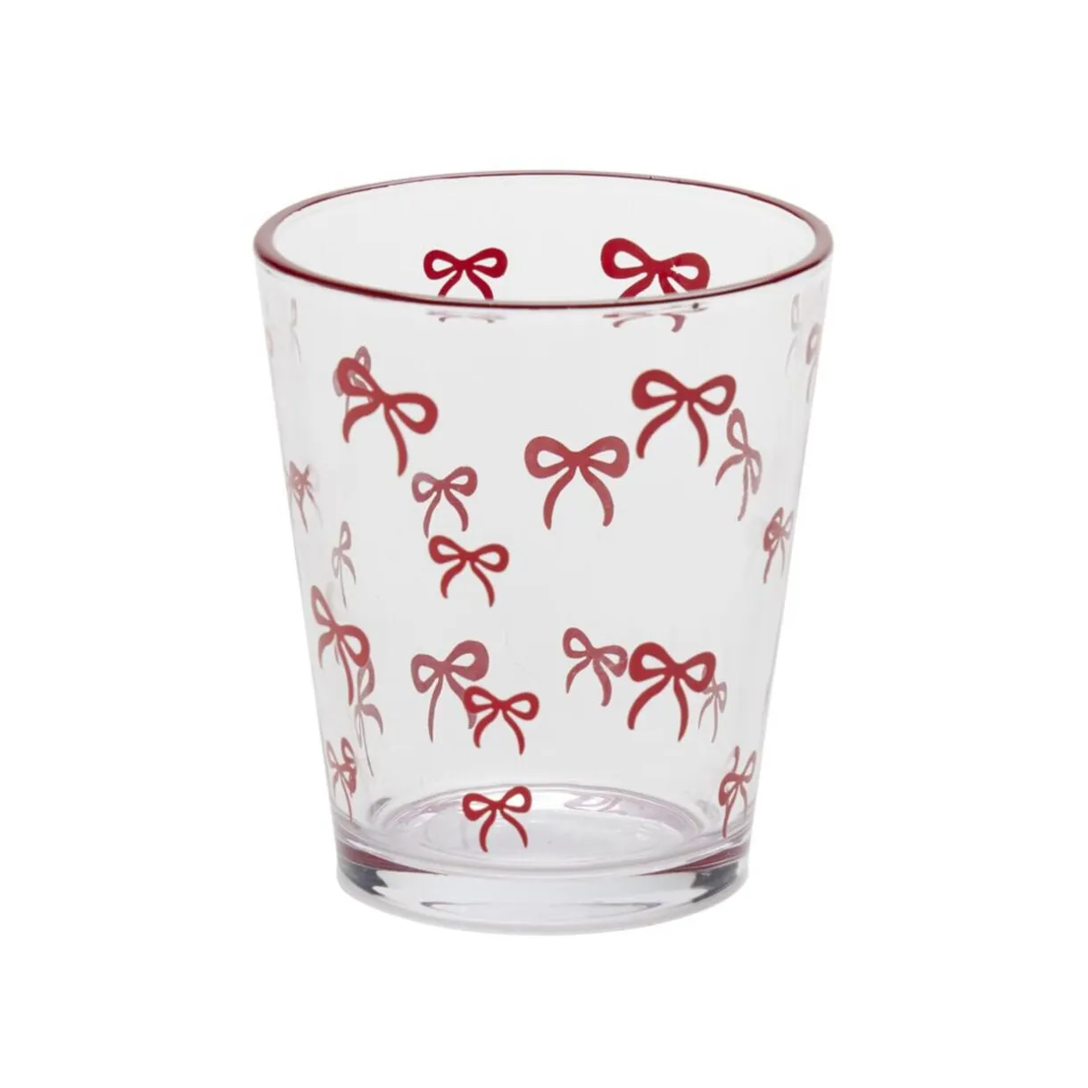 Verre bas transparent motifs noeuds roses Ø8,8xH10cm < Gifi Outlet