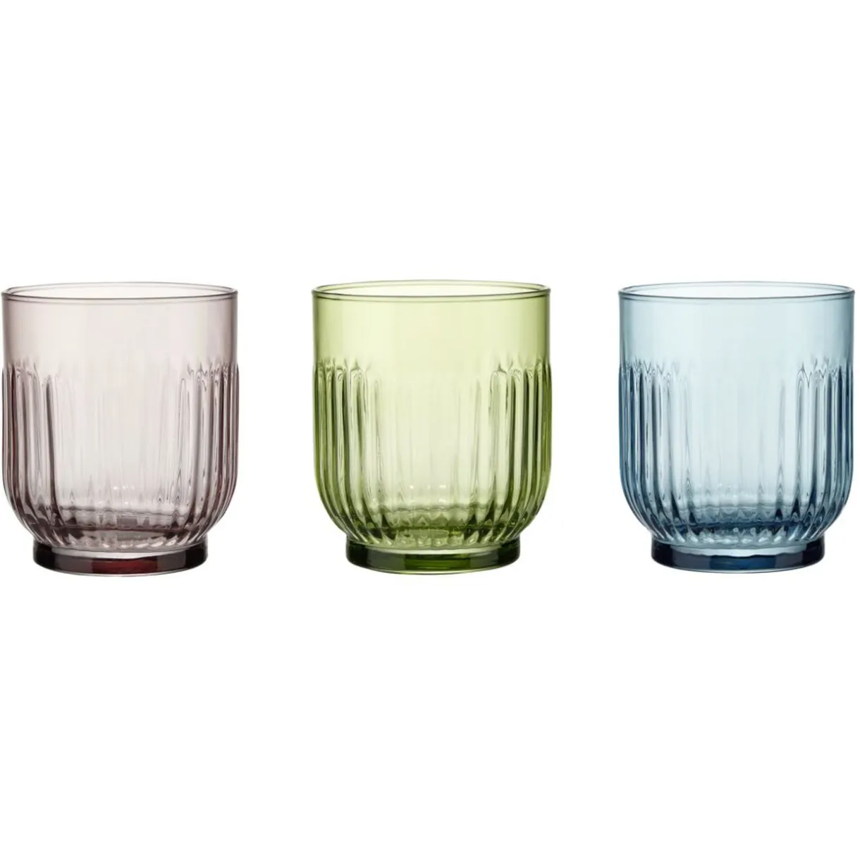 Verre bas x3 Tokyo en verre coloré strié Ø9xH8cm < Gifi Best