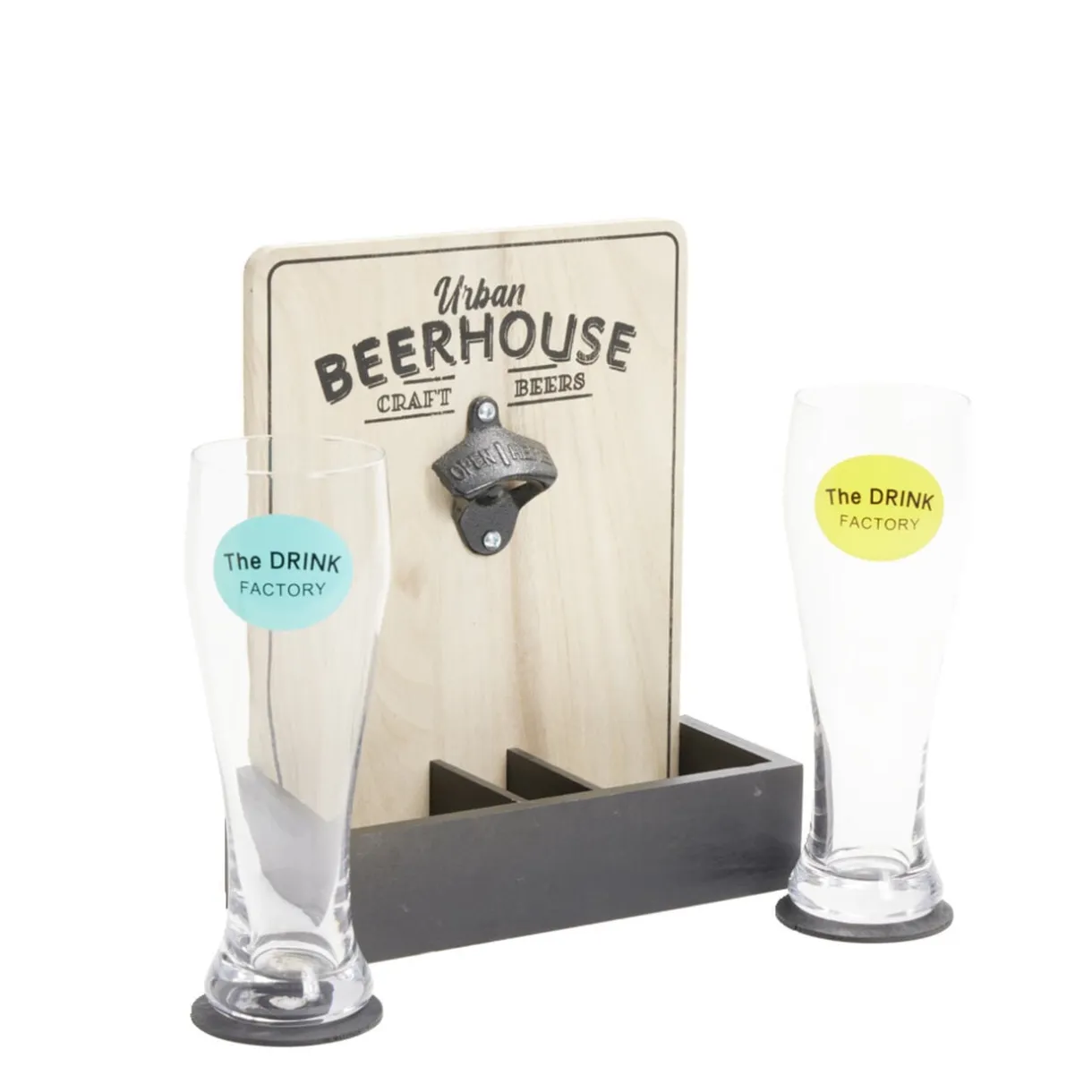 Verre à bière 50cl x2 avec support décapsuleur et 2 sous-verres < Gifi New